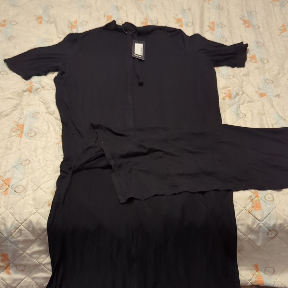 Nasty Gal Black Midi Dress with Belt